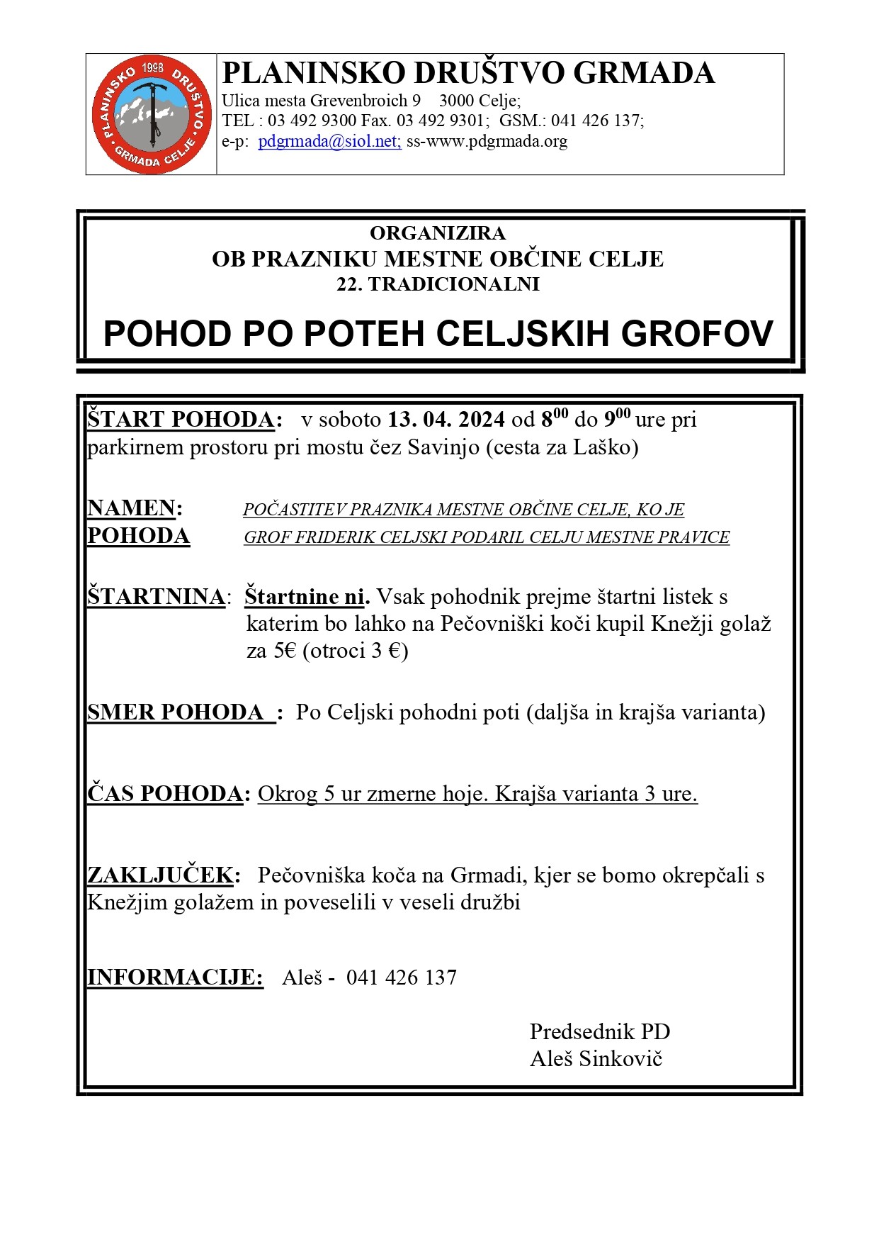 Pohod po poteh celjskih grofov